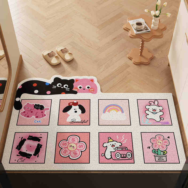 Mengqu Cartoon Home Floor Mat, The Entrance Can Be Cut And Easy To Take Care Of, Silk Ring Floor Mat, Household Scraping Mud Rubbing Soil