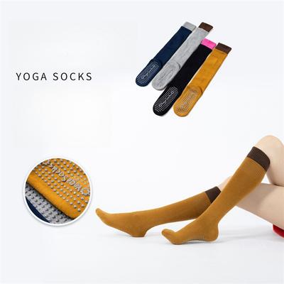 Winter New Product Thickened Full Loop Knee Length Yoga Socks Warm Anti Slip Color Contrasting Floor Socks Beautiful Legs Classic and Versatile