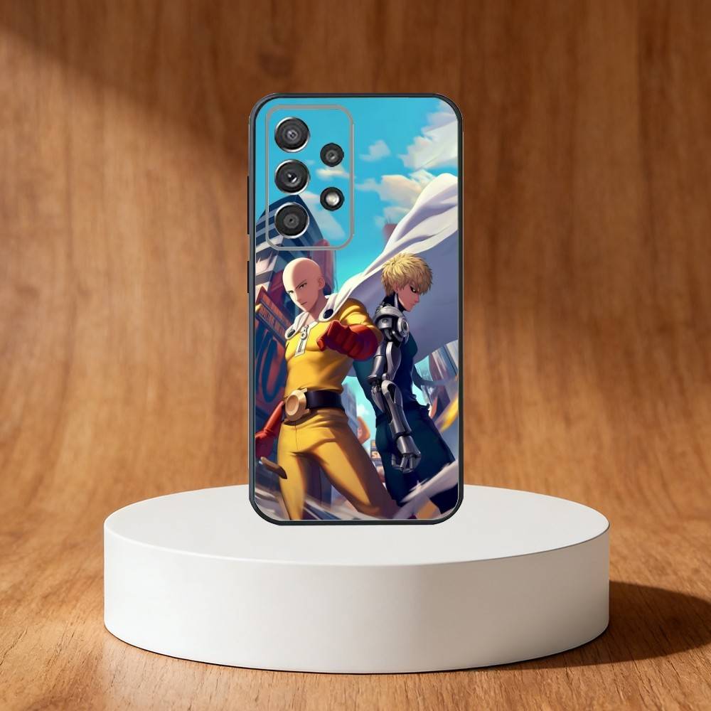 O-One P-Punch Anime Man Phone Case For Samsung S25,S24,S21,S22,S23,S30,Ultra,S20,Plus,Fe,Note,10,9,5G Black Cover