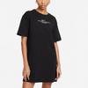 Nike Sportswear Swoosh Metal Logo Print Casual Retro Loose Breathable Round Neck Short Sleeve Dress Women dresses Black CZ9407-010