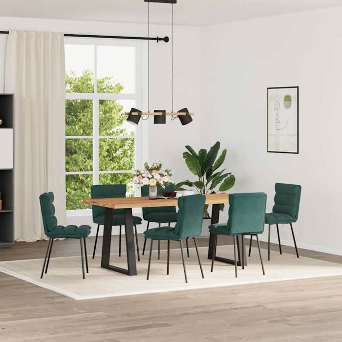 VidaXL Dining Chairs Set of 6 Dark Green Velvet 3315654