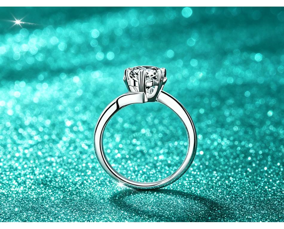 VENTFILLE 100% CopperMoissanite Ring Diamond 0.3/1CT D Color For Women Engagement Wedding Band Jewelry