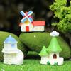 Mini House Micro Landscape Accessory Resin Miniature House Figurine Fairy Garden Ornament for Bonsai Terrarium Crafts