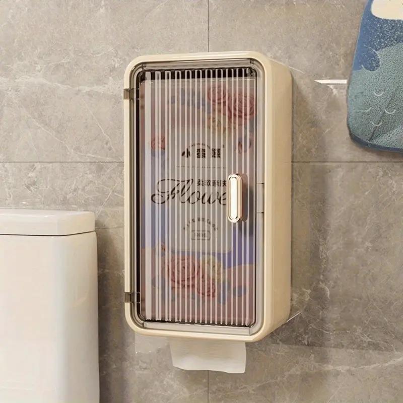 Multifunctional Household Wall-mounted Punch-free Flat Door Tissue Box Bathroom Storage Box Tissue Box Bathroom Transparent Wall-mounted Paper Box