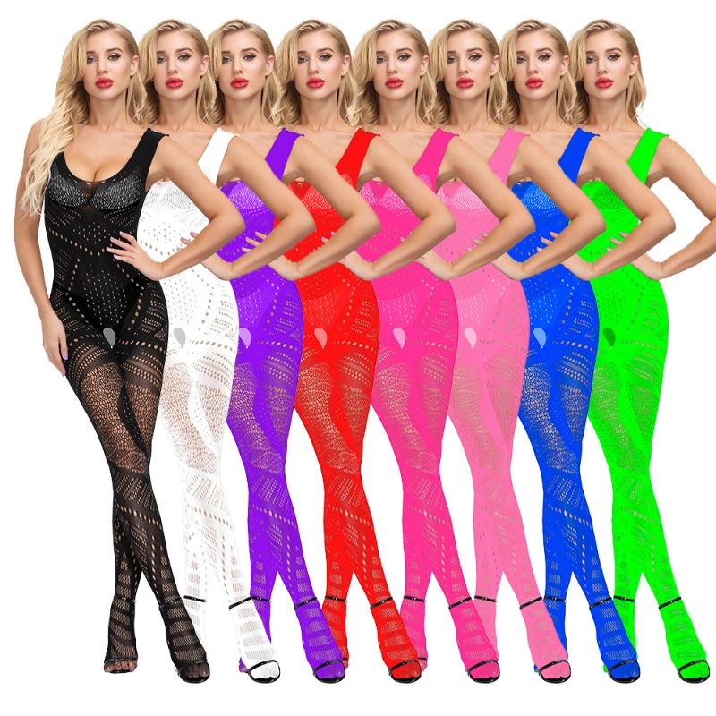 Sex Underwear Uniform Jacquard Onesie Lace-up Crotch Tights Stockings New