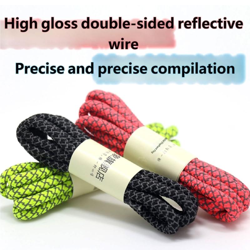 Reflective Polyester Shoelaces 120cm Long Anti Slip Woven Round Shoe Laces Replacement For Sneakers Casual Foowear