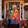 Christmas Door Cover Decoration Large Fluorescent Fabric Jesus Scene Covers Porch Sign Photography Background For Indoor Outdoor