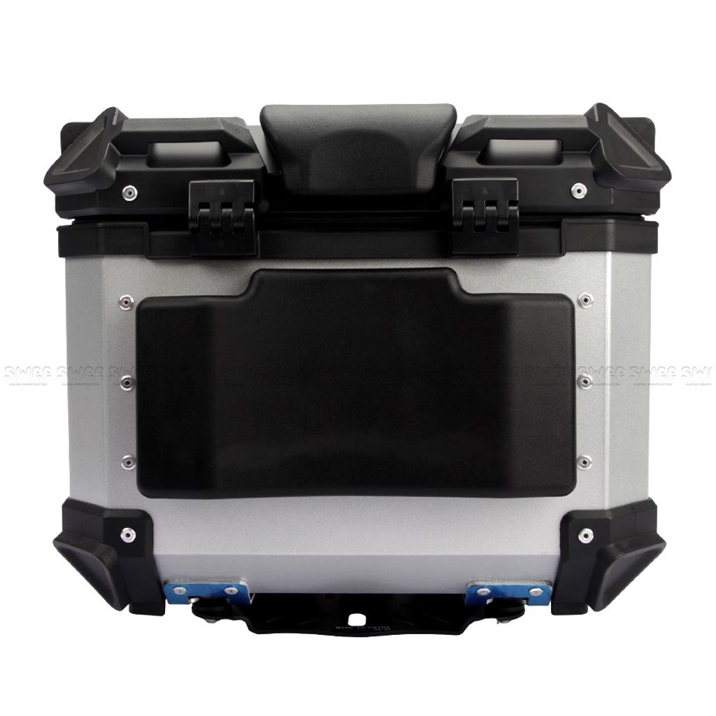 PU Foaming Aluminum Alloy Motorcycle Tail Box with Backrest Pad - Available In 28L To 80L