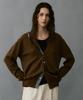 Hyii Twist Slit Neckline Knit Cardigan [Brown]