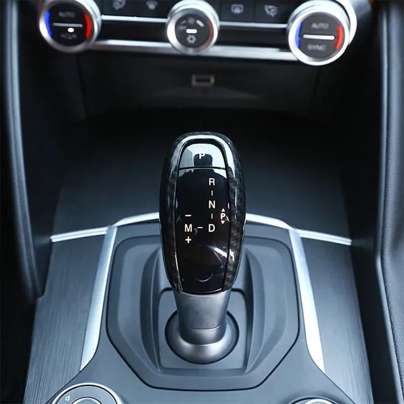 ABS Carbon Style Car Interior Gear Shifter Knob Frame Cover Trim For Alfa Romeo Stelvio Giulia 2017- Interior Accessories