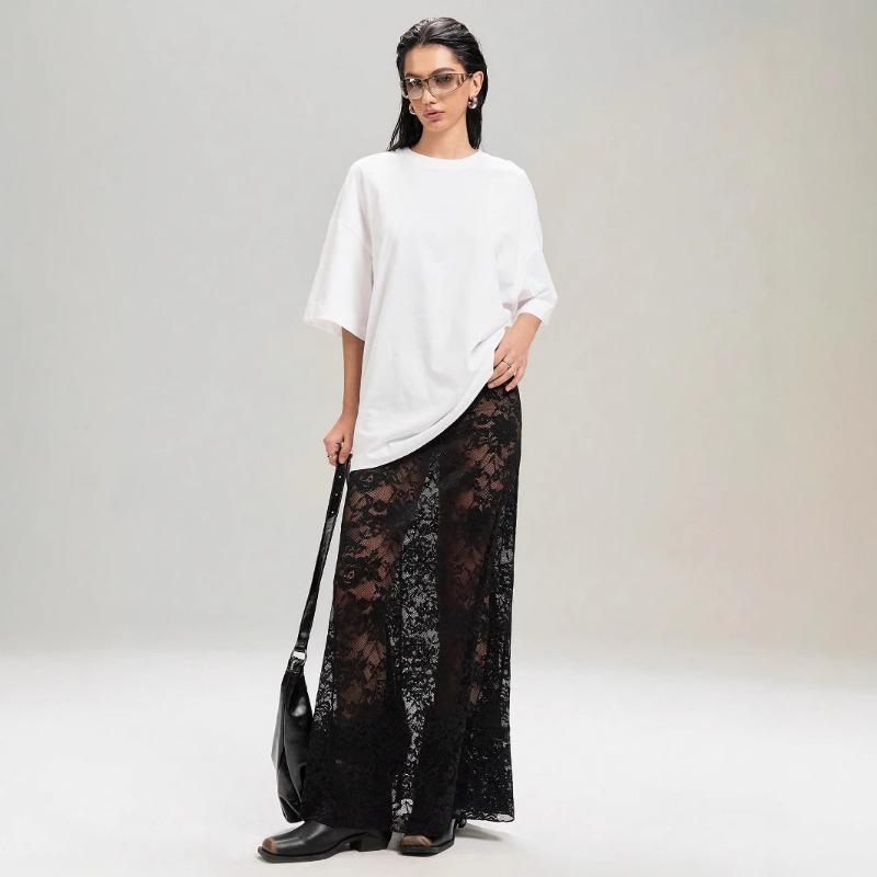 

Summer Women s Fitted and Hip-hugging Street Fashion High-waisted Lace Skirt XXL чёрный