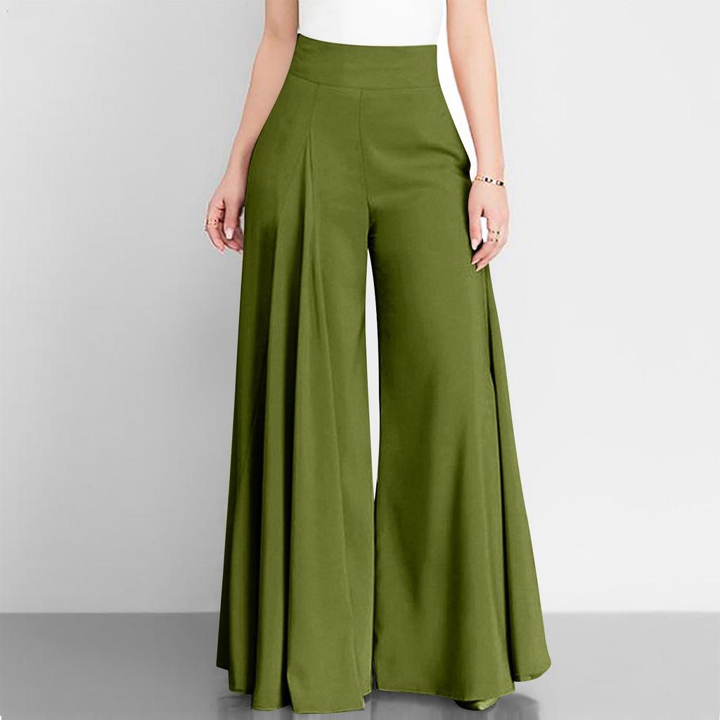 2026 Spring Women's High Waist Wide Leg Casual Pants - Solid Color, Lightweight