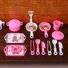 Mini Tableware Kitchenware Set Dollhouse Simulation Pot Tray Cup Set Doll Home Kitchen Decoration Pretend Play Toys Kid Gifts