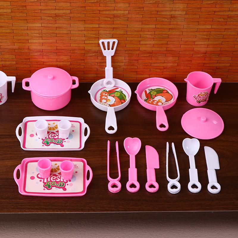 Mini Tableware Kitchenware Set Dollhouse Simulation Pot Tray Cup Set Doll Home Kitchen Decoration Pretend Play Toys Kid Gifts
