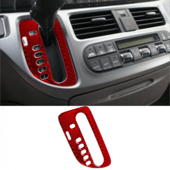 Red Carbon Fiber Interior Gear Shift Cover Trim For Honda Odyssey 2005-10