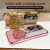 KEYSION Shockproof Plating Phone Case for OPPO Reno11 F 5G Clear TPU Glitter Jewelled Swan Kickstand Back Cover for OPPO Reno11F 5G