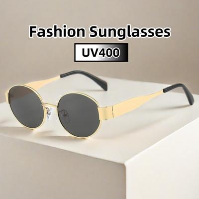 Retro Metal Advanced Sunglasses UV400 Sun Protection Ultra Light Unisex Oval Ultraviolet-proof Shades Glasses Street Photography