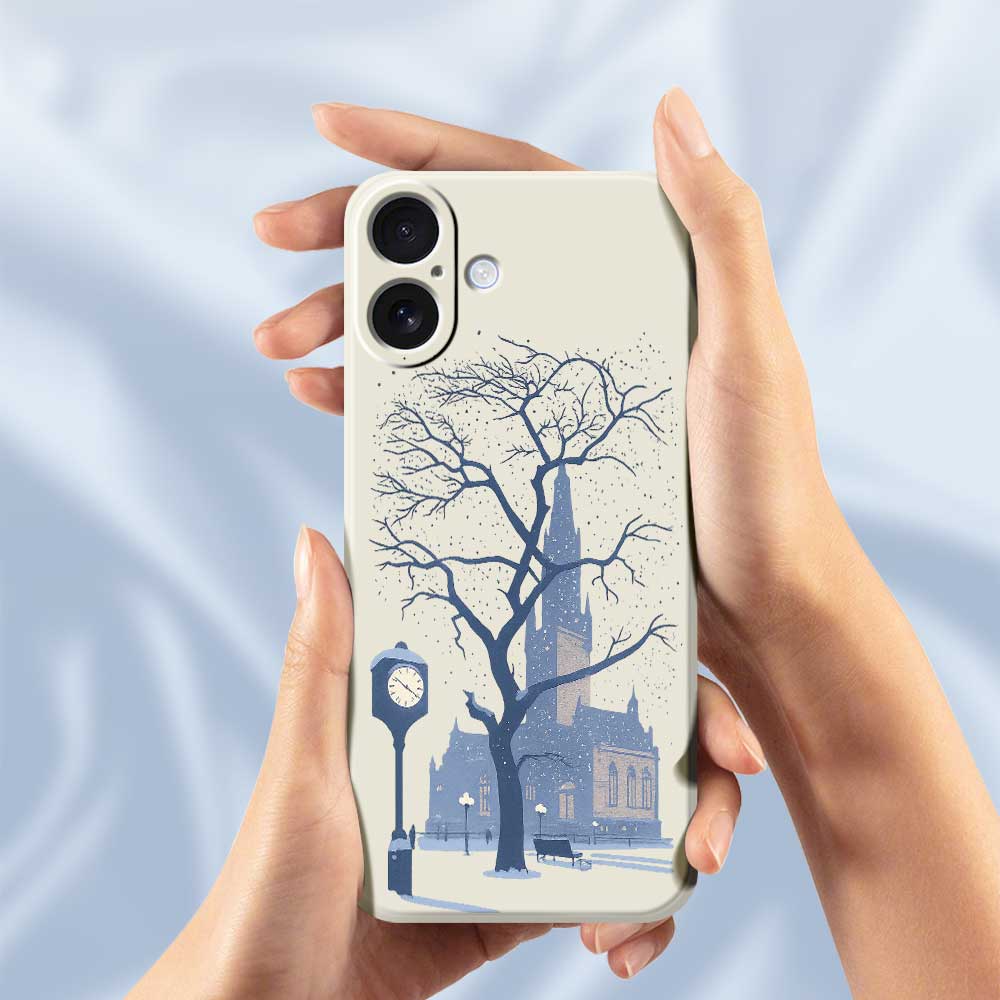 For iPhone 17 Case Street Outside The Castle Pattern Printing Straight Edge TPU Phone Back Cover