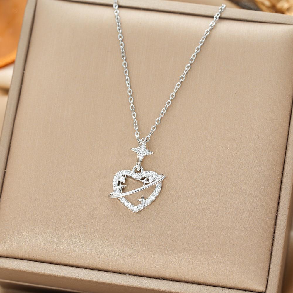 Titanium Steel Necklace For Women Elegant Simple Fashion Zircon Collarbone Chain Light Luxury Niche Jewelry