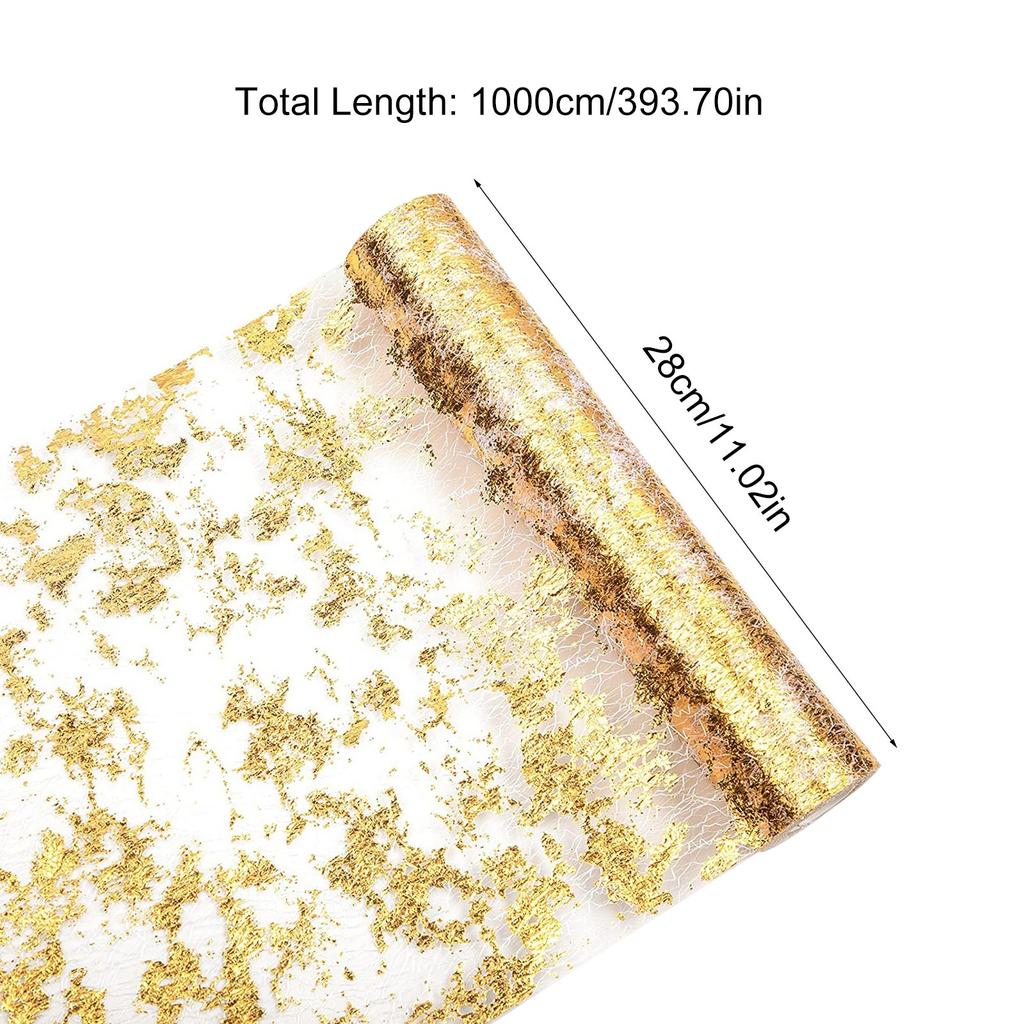 Gold Tablecloth 10m Long Decorative Fabric Table Runner Glittering Golden Color Unique Design