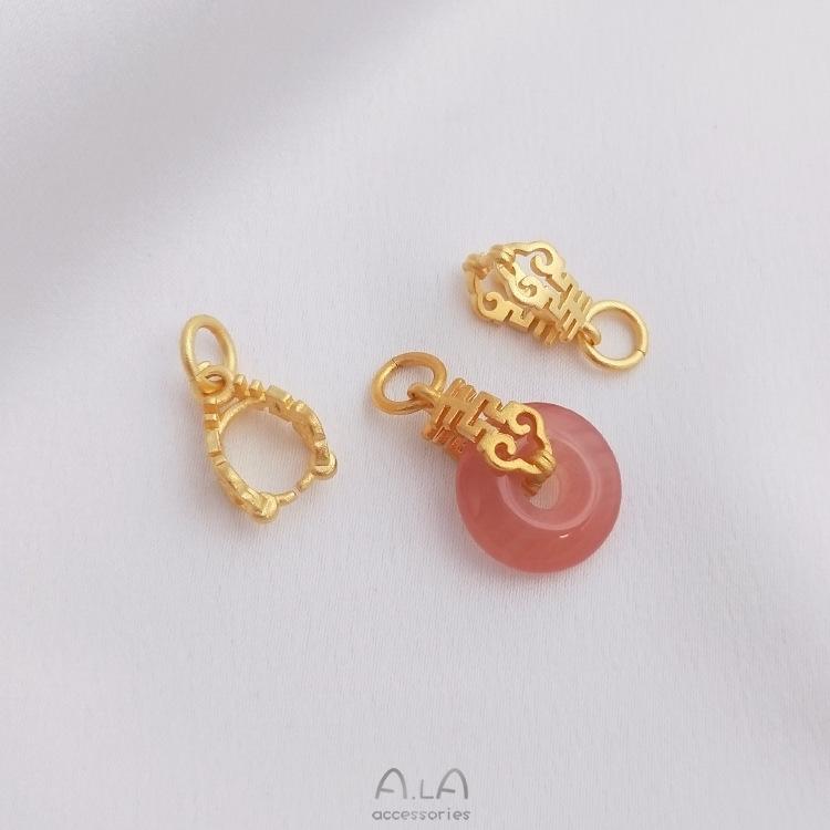 Vietnam Sand Gold Double Happiness Melon Seed Buckle - Strong Color Retention Donut Pendant Clip for DIY Jewelry.