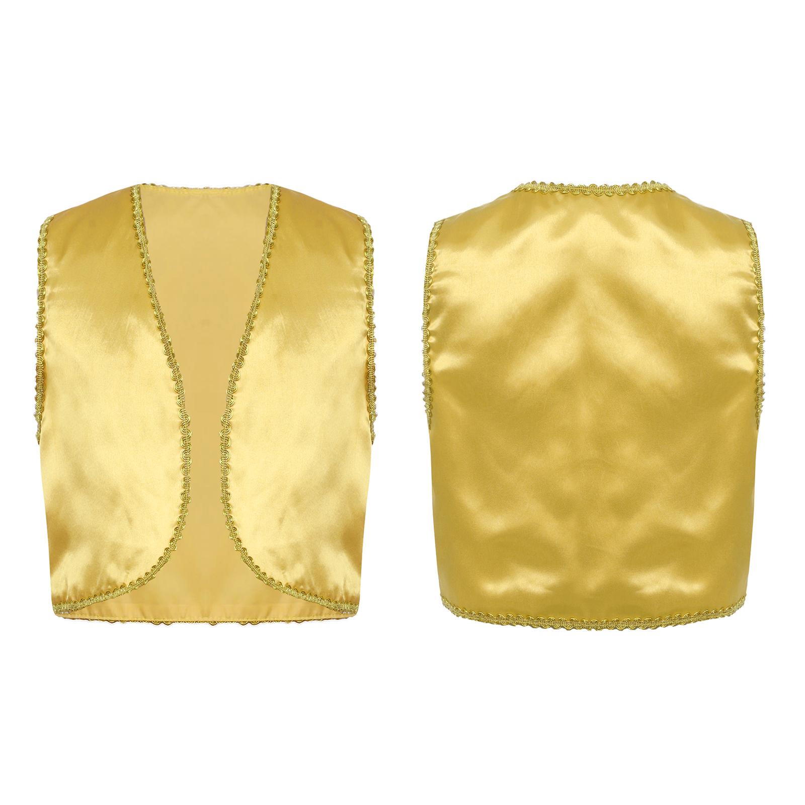 

Хлопчики Хеллоуїн Арабський принц Косплей Жилет Дитяча тематична вечірка Маскарад Фестиваль Рольова гра Жилет Сценічний костюм 15-16 Years жовтий