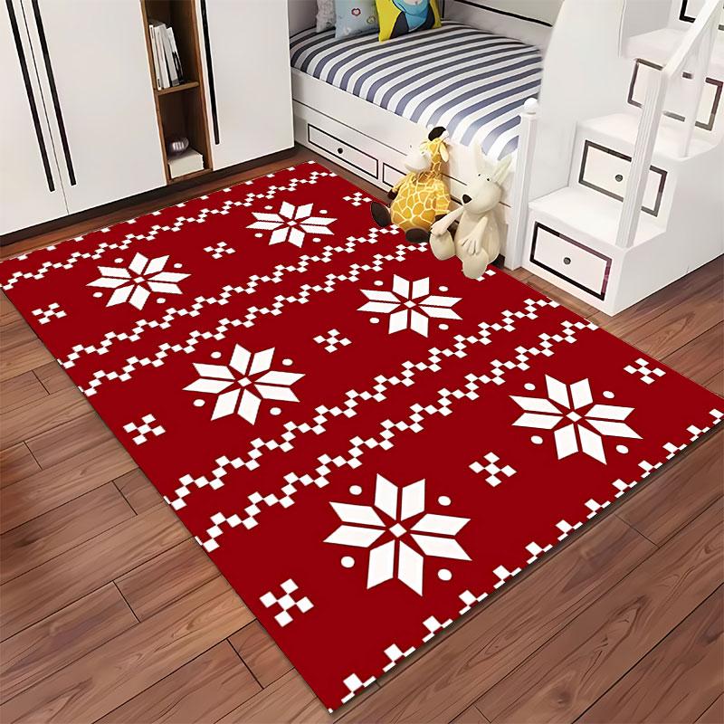 Red Nordic Snowflake Pattern suitable as a non-slip mat for the living room or bedroom sofa