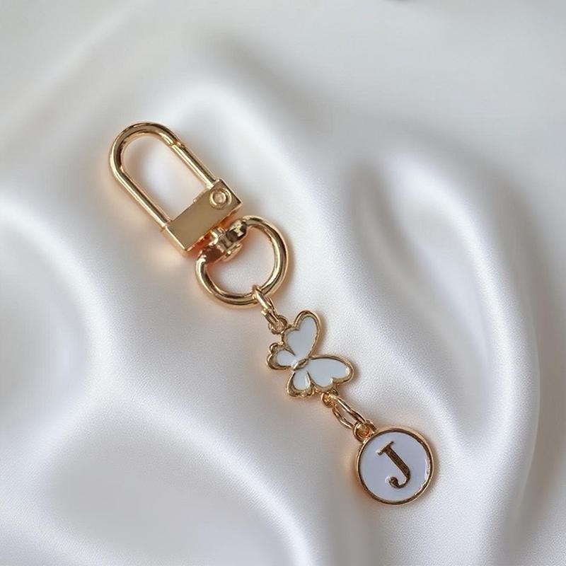 Metalowy Brelok z Literą Motyla A-Z 26 Liter Brelok Urok Uchwyt na Klucze Samochodowe Zawieszka do Torby Akcesoria Biżuteria Prezent