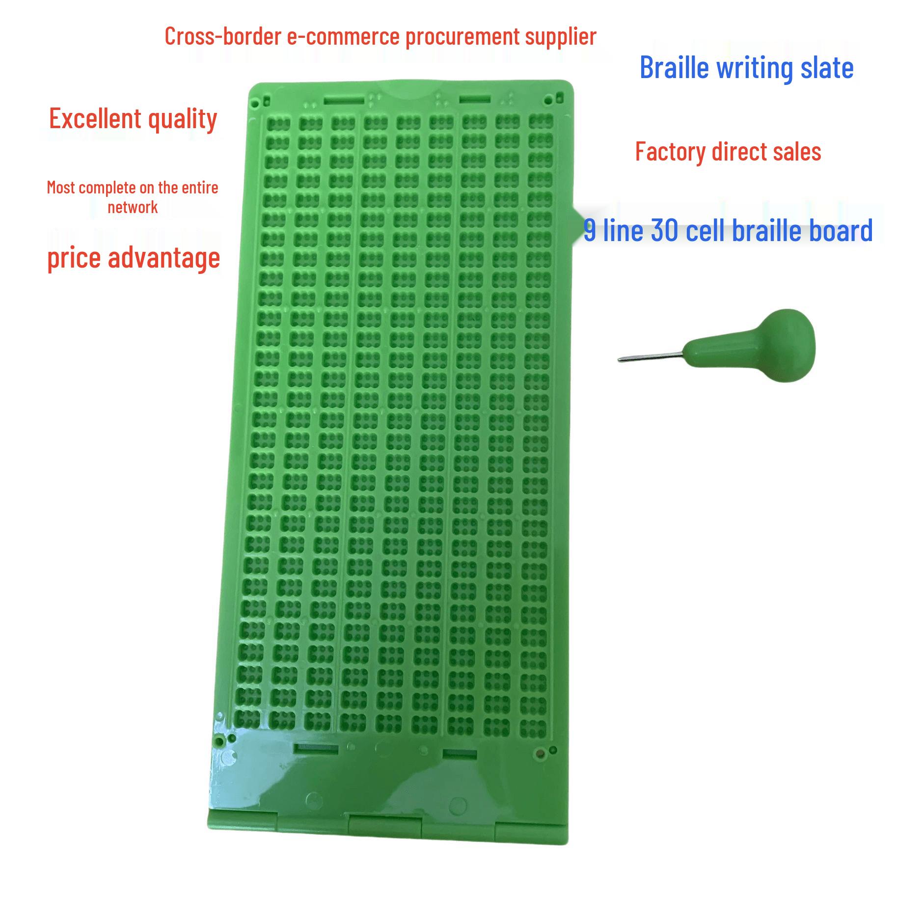 

9-строчная, 30-клеточная доска для письма шрифтом Брайля со стилусом - Утолщенная версия