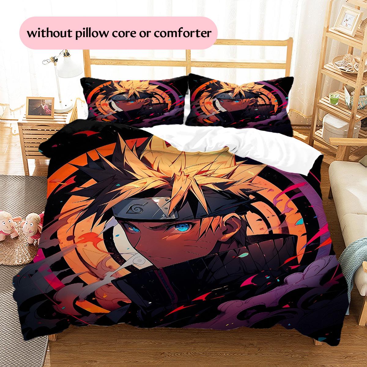 

Naruto with Colorful Background Pattern Bedding Quilt Set Home Decoration Gift (1 * duvet cover + 2 * pillowcase without core) 135x200cm