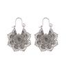Intricate Floral Pattern Dangle Earrings with Hook Closure Lightweight Metal Handmade Design for Everyday Wear and Special Occasions