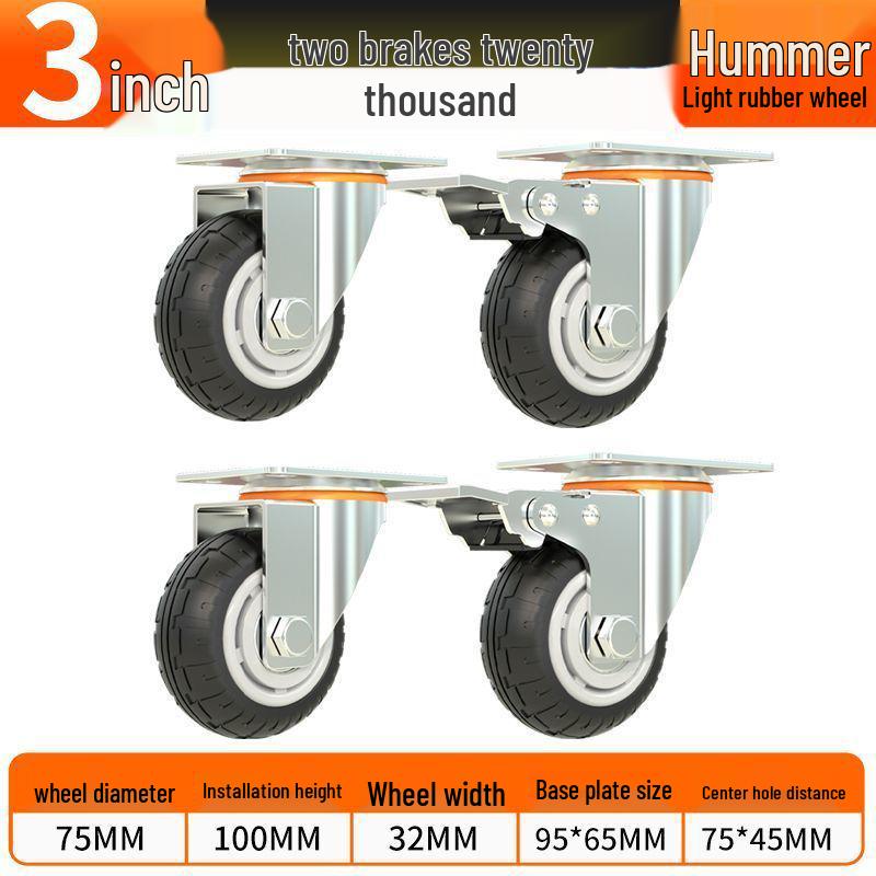 Universal Silent Rubber Caster Wheel - 4, 5, 6, 8 Inch Wear-Resistant for Hand Trucks and Flatbed Trolleys.