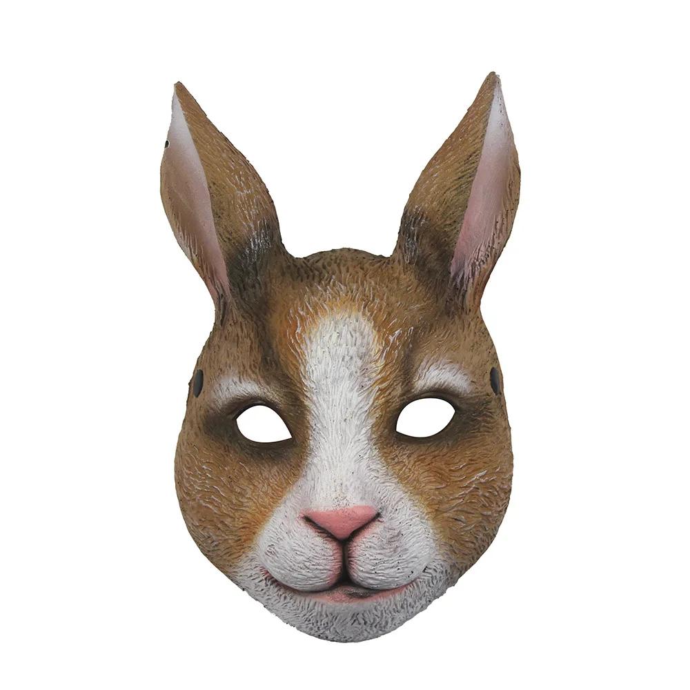 Maschera di Coniglio 3D Realistica Accessori Creativi Copricapo Schiuma PU Travestimento Adulto Locale Notturno Halloween Festa di Pasqua Decorazioni Carnevale Gadget