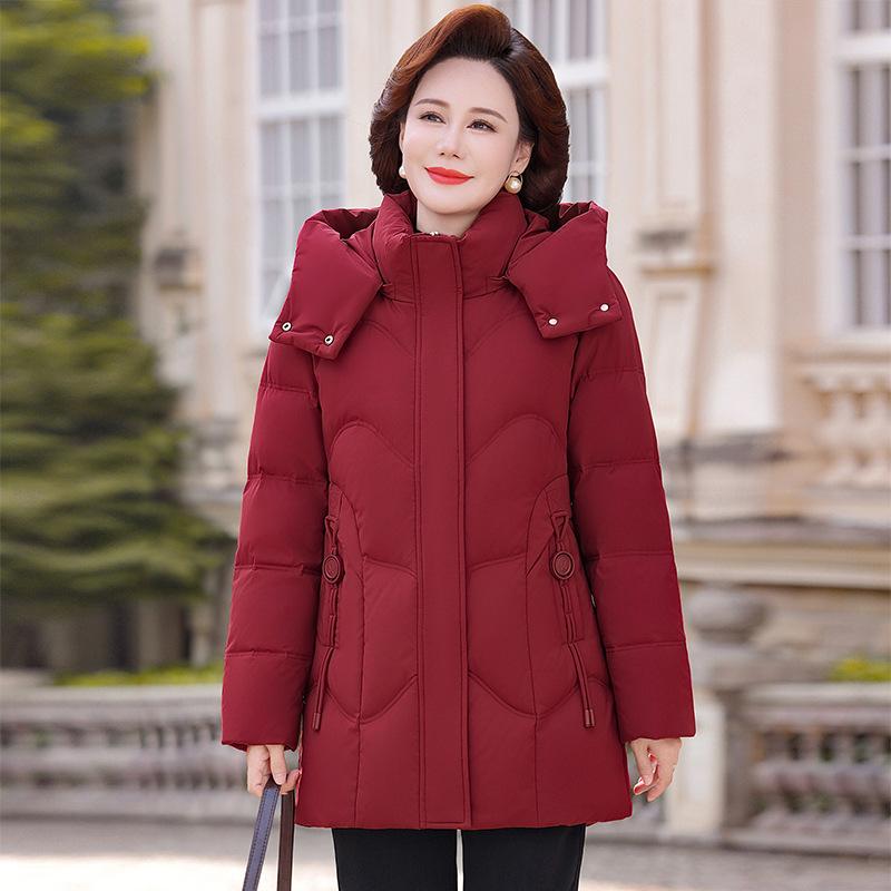 Fashion Down Jacket Women's Medium and Long Winter New Large Size Thickened Loose Middle-aged and Elderly Mother Coat