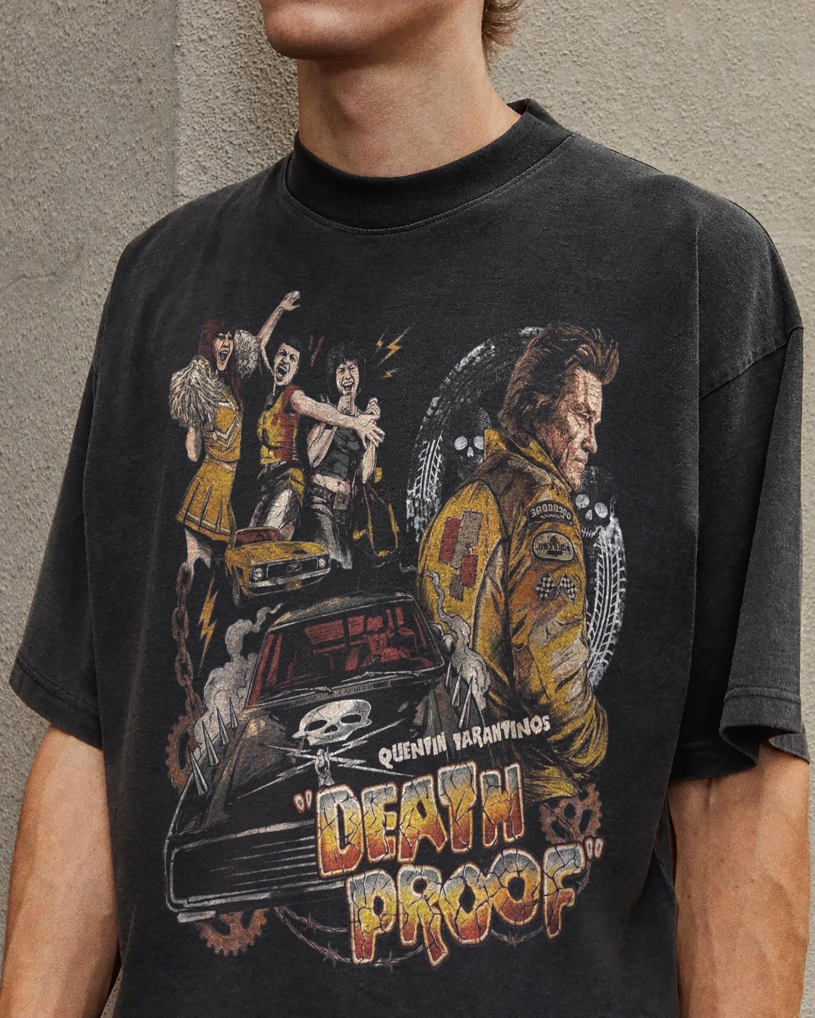 Death Proof Movie Poster T-shirt | Retro Grindhouse Car Stunt Design XL