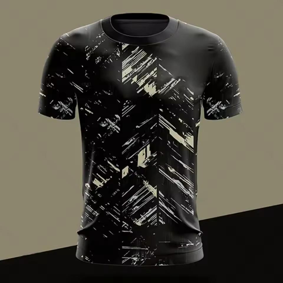 Men's T-Shirts Crew Neck Short Sleeve Colourful Print Tennis Series Sportswear T-Shirt Gym Tops Short Sleeved O-Neck Tshirts