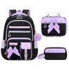 Set da 3 pezzi/set zaini scolastici elementari con fiocco, zaino carino di grande capacità per ragazze delle scuole medie con astuccio, set portapranzo