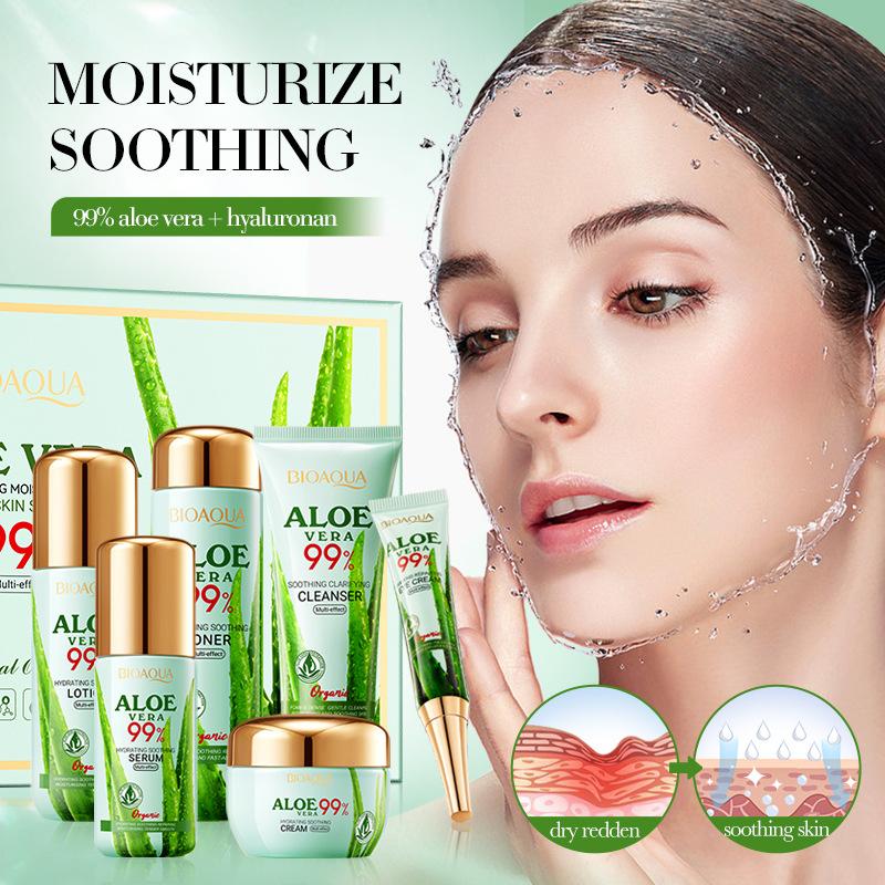 Aloe Vera Beauty Soothing Moisturizing Luxury 6-częściowy zestaw do pielęgnacji skóry rozjaśniającej i usuwającej zmarszczki, przeciwstarzeniowej i lekkiej pielęgnacji skóry