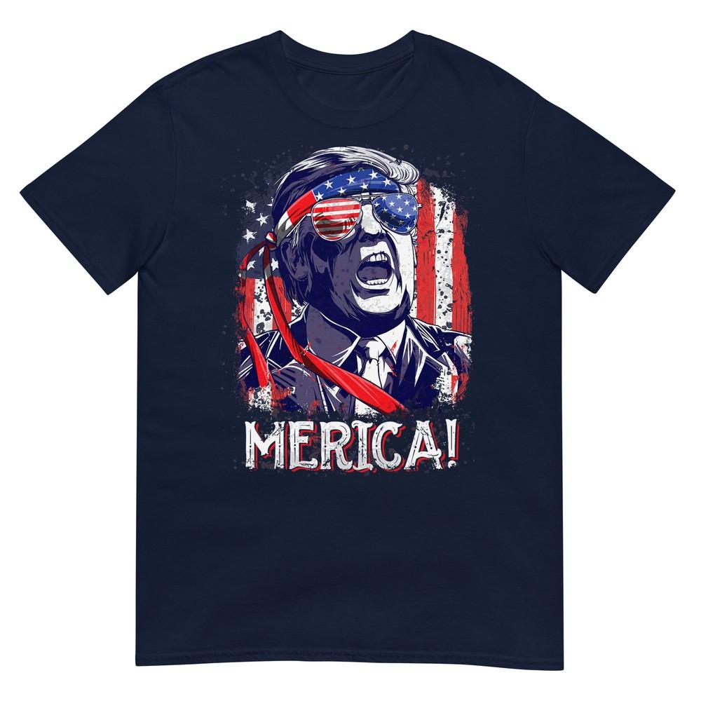 Trump 4th Of July Merica Unisex Unisex Usa American Flag Vintage Tshirt S