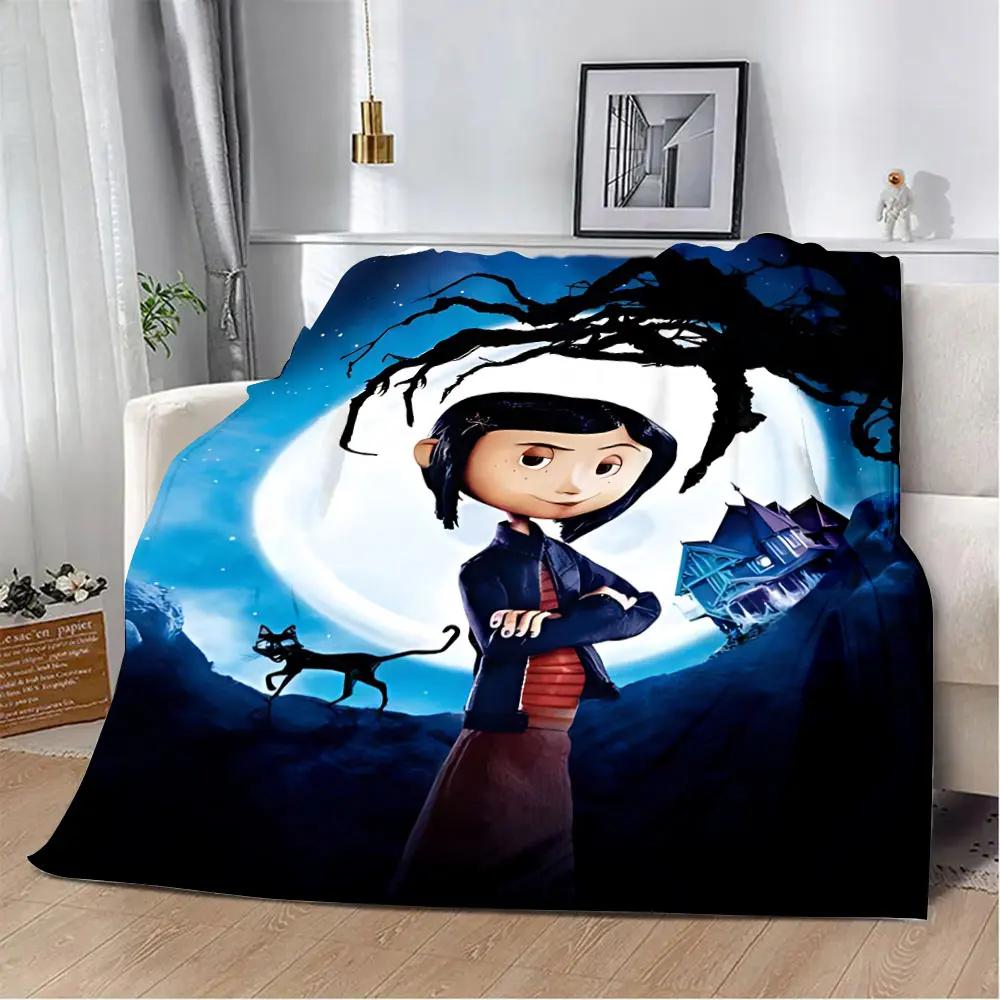 Coperta stampata Coraline per animazione Coperte da picnic Coperta calda Coperta morbida e confortevole Casa Viaggio Regalo di compleanno