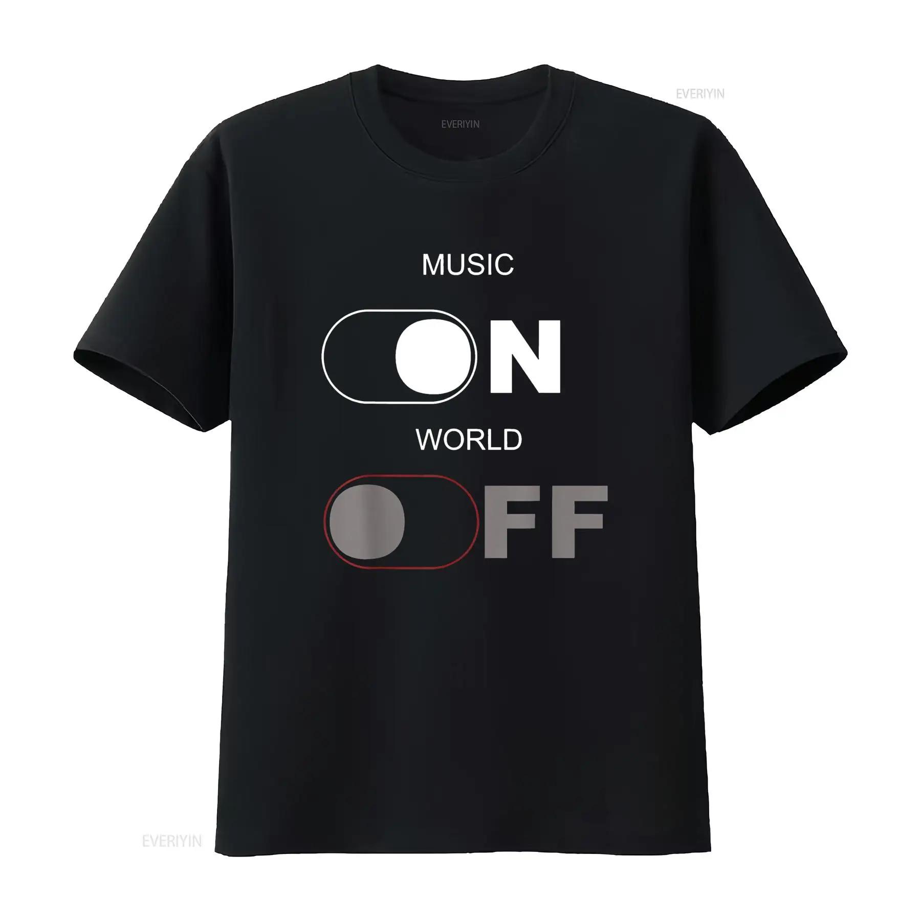 

Music ON World Off Fun Lover and Musical Producer T Shirt Vintage Washed Casual Fashion Stylish Graphic Top For Everyday Wear... 5XL