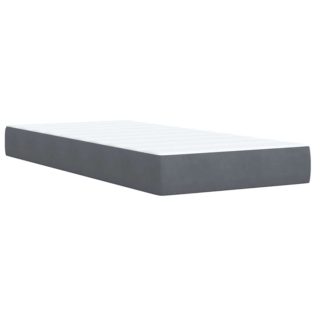 Box Spring Bed with Mattress Dark Grey 90 x 190 cm Velvet