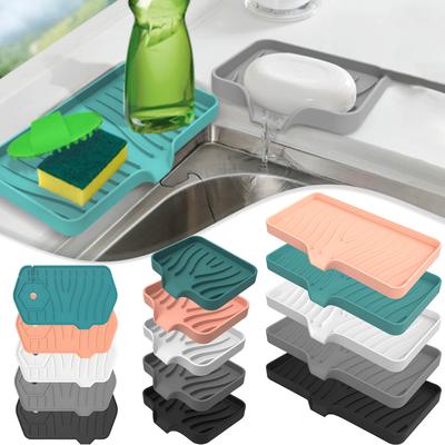 Alfombrilla absorbente para grifo de cocina, protector contra salpicaduras para fregadero, almohadilla de secado de silicona, protección para encimera, bandeja de almacenamiento para dispensador de jabón.