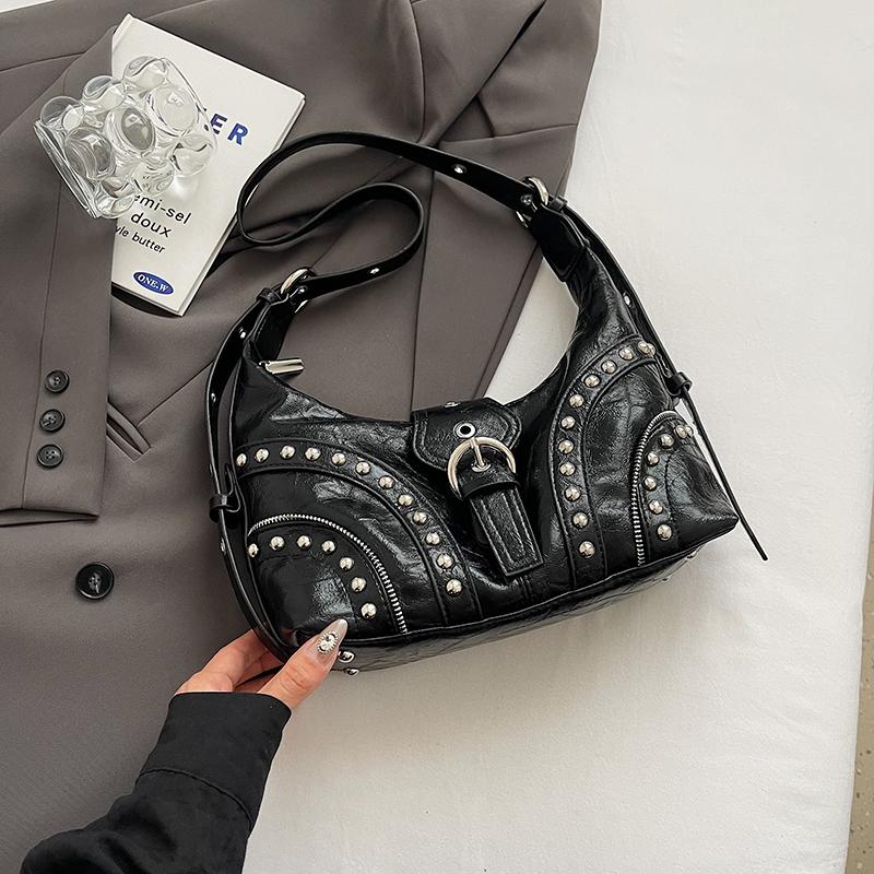 

Сумка через плечо Niche Rivet Design для женщин, высококачественные текстурированные сумки для поездок на работу, модные сумки через плечо для классных девушек