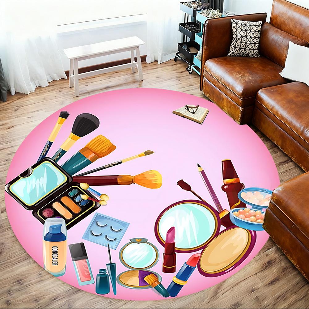 1pc makeup cosmetics Round Chair mat Area Rug - Non-Slip, Floor Mat for Office, Bedroom, and Indoor Decor c1125366