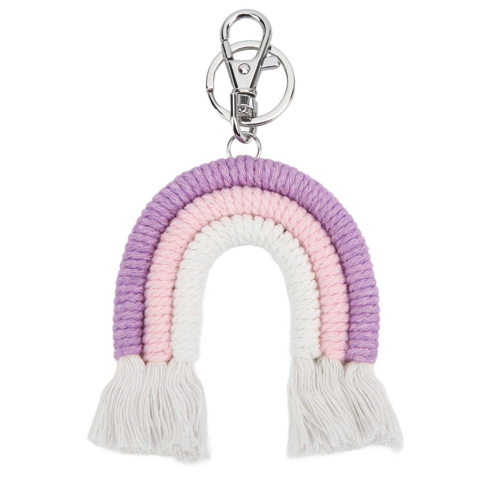 Macrame Keychain Hand Weaving Tassel Design Cute   Cotton Thread Decorative Boho Keychain for Handbag