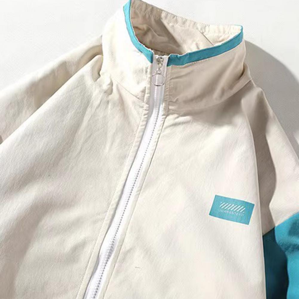 Herren und Damen Lockere Passform Jacke Klassischer Stil Stehkragen Langarm Street Baseball Jacke Mantel Color Blocking Liebhaber Mantel für Herbst Winter