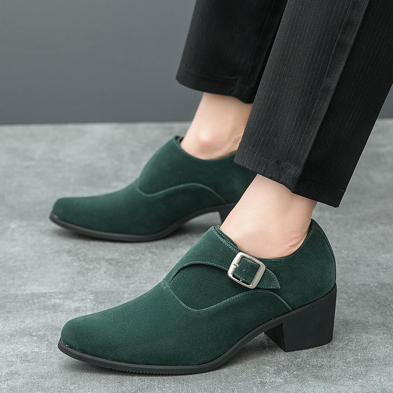Fashion High Heel Shoes Dress Man Suede Formal Office Leather Shoes for Men Elegant Business Elevator Shoes Heighten 6cm Man Platform