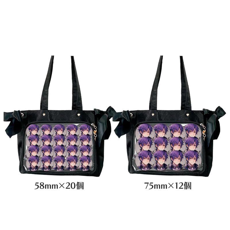 Seraphim Satin Ita Bag with Side Ribbons, Transparent, Clear, Show-Off Bag for Otaku Activities, ITABAG, Sax, Light Blue, and Blue [Parallel Import]