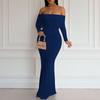 Spring Women's Fashion Solid Color Sexy One-shoulder Long Skirt Dress